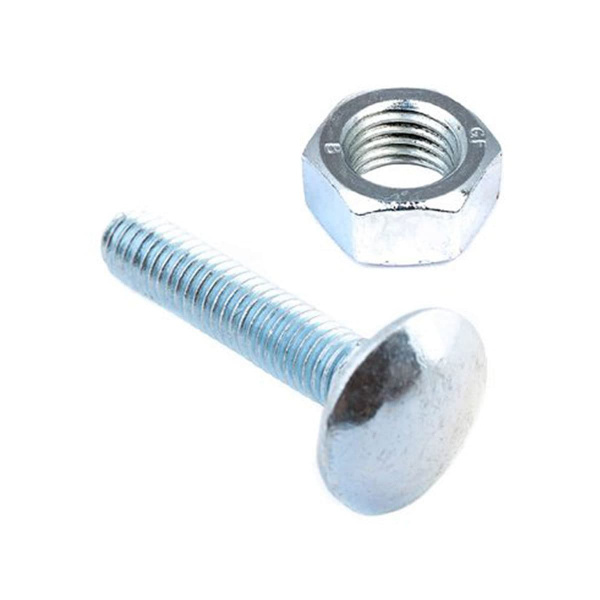 Болт мебельный DIN 603 8x 50 с гайкой белый цинк 4 шт (блистер)