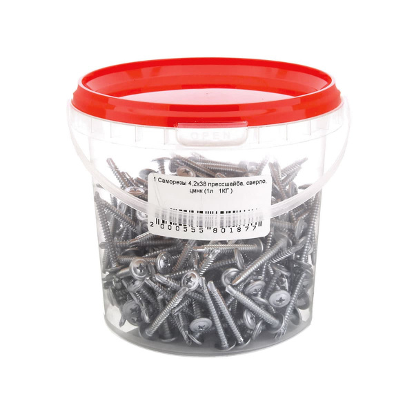 Саморезы прессшайба 4,2х38 сверло оцинкованные (1л/1КГ)