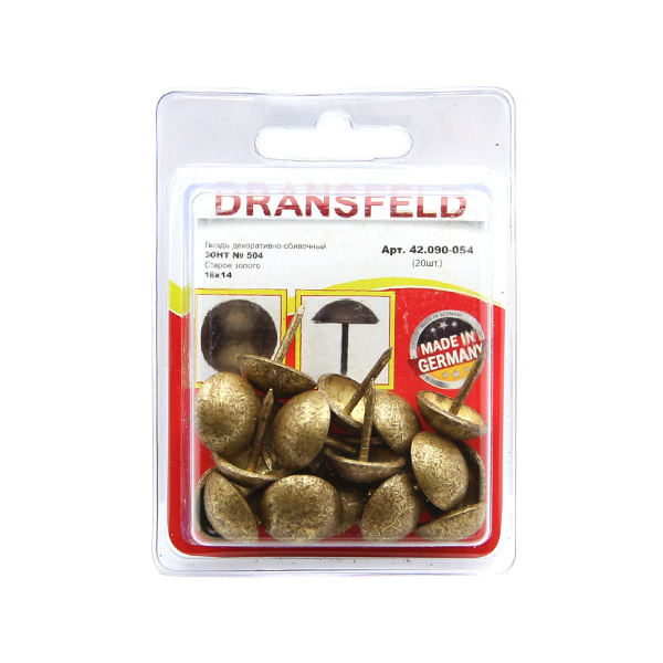 Гвозди декоративные ЗОНТ&nbsp;16х14&nbsp;Старое&nbsp;золото&nbsp;(БЛИСТЕР-20 шт.)