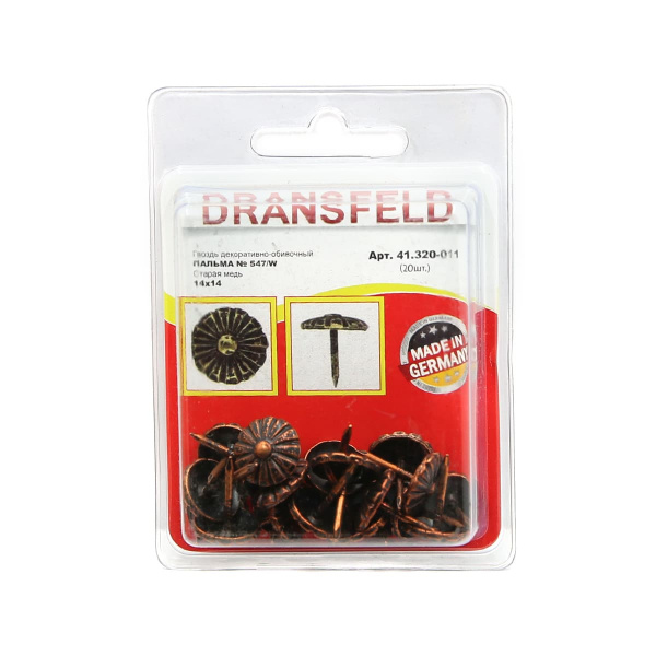 Гвозди декоративные ПАЛЬМА&nbsp;14х14&nbsp;Старая&nbsp;медь&nbsp;(БЛИСТЕР-20 шт.)