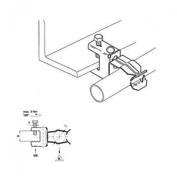 Зажим балочный струбцина с боковым креплением трубы d18-22 М6