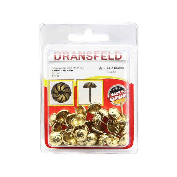 Гвозди&nbsp;декоративные&nbsp;ТАЙФУН&nbsp;11х13&nbsp;Латунь&nbsp;(БЛИСТЕР-30 шт.)